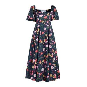 Hill House Home - Matilda Dress Navy Peony Bouquet Cotton Sateen